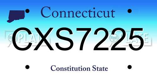 CXS7225 Connecticut License Plate
