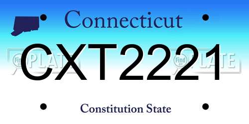 CXT2221 Connecticut License Plate