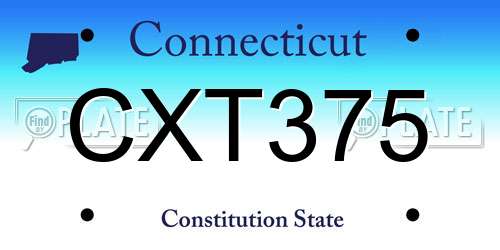 CXT375 Connecticut License Plate