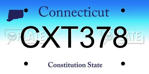 CXT378 Connecticut License Plate