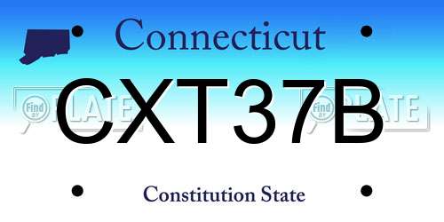 CXT37B Connecticut License Plate