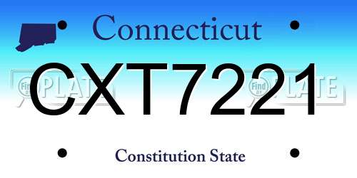 CXT7221 Connecticut License Plate