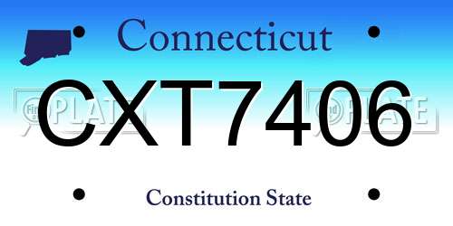 CXT7406 Connecticut License Plate