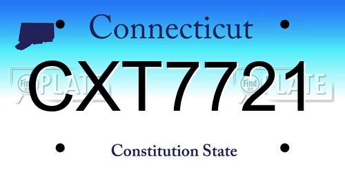 CXT7721 Connecticut License Plate