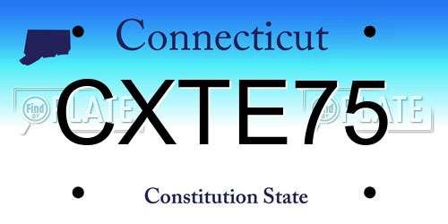 CXTE75 Connecticut License Plate