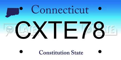 CXTE78 Connecticut License Plate