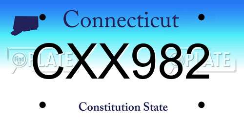 CXX982 Connecticut License Plate