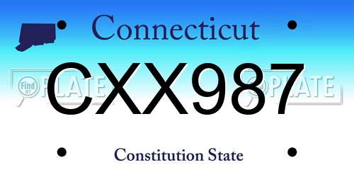 CXX987 Connecticut License Plate