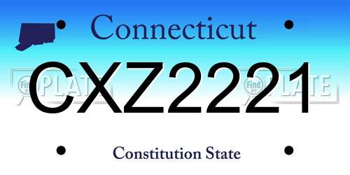 CXZ2221 Connecticut License Plate
