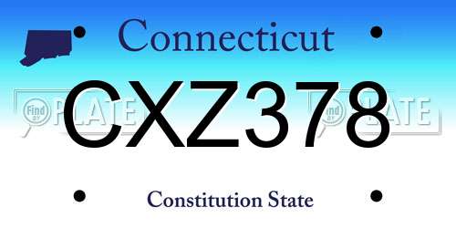 CXZ378 Connecticut License Plate