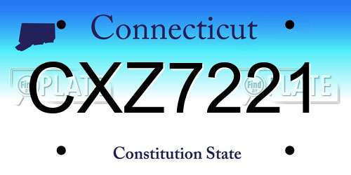CXZ7221 Connecticut License Plate