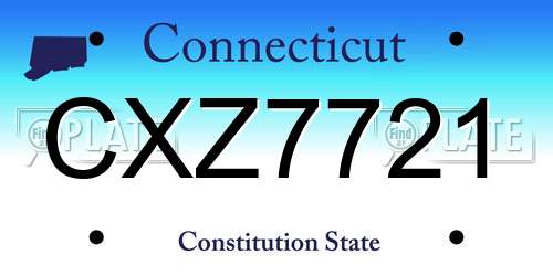 CXZ7721 Connecticut License Plate