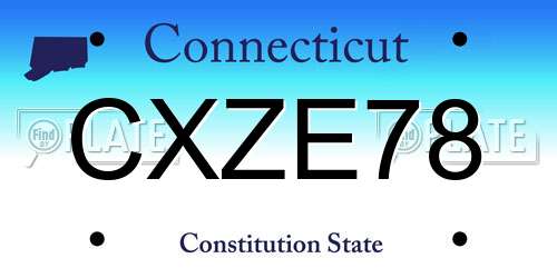 CXZE78 Connecticut License Plate