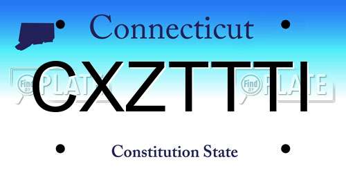 CXZTTTI Connecticut License Plate