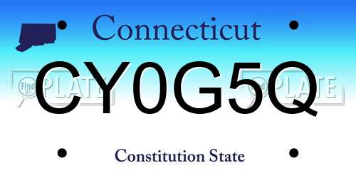 CY0G5Q Connecticut License Plate