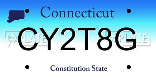 CY2T8G Connecticut License Plate