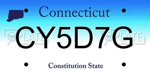 CY5D7G Connecticut License Plate
