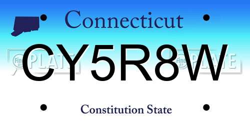 CY5R8W Connecticut License Plate