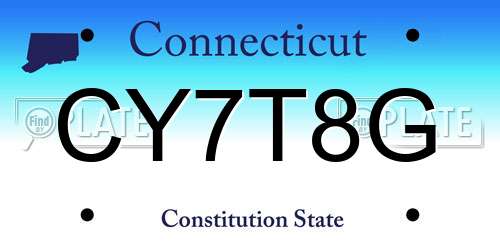 CY7T8G Connecticut License Plate