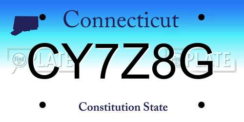 CY7Z8G Connecticut License Plate
