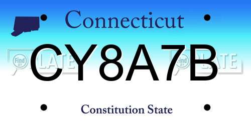 CY8A7B Connecticut License Plate