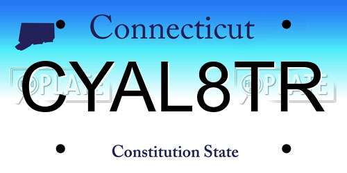 CYAL8TR Connecticut License Plate