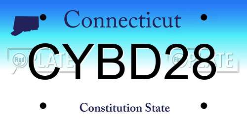 CYBD28 Connecticut License Plate