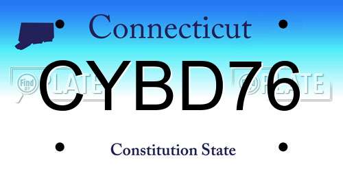 CYBD76 Connecticut License Plate