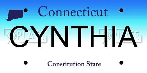 CYNTHIA Connecticut License Plate
