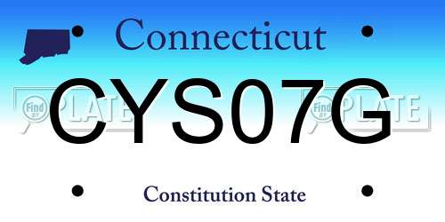 CYS07G Connecticut License Plate