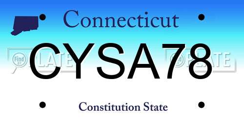 CYSA78 Connecticut License Plate
