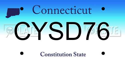 CYSD76 Connecticut License Plate