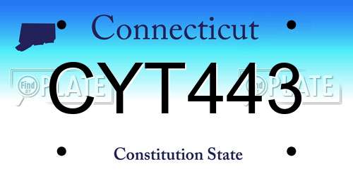 CYT443 Connecticut License Plate
