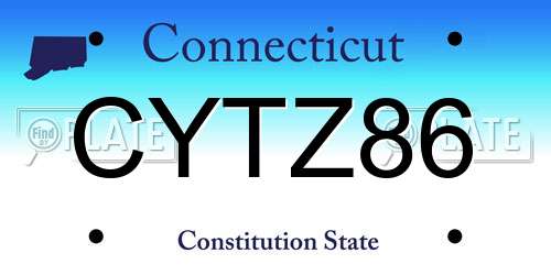CYTZ86 Connecticut License Plate