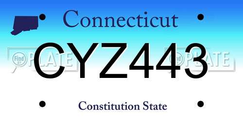 CYZ443 Connecticut License Plate