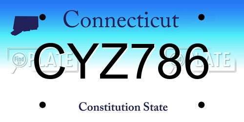 CYZ786 Connecticut License Plate