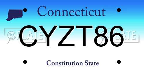 CYZT86 Connecticut License Plate