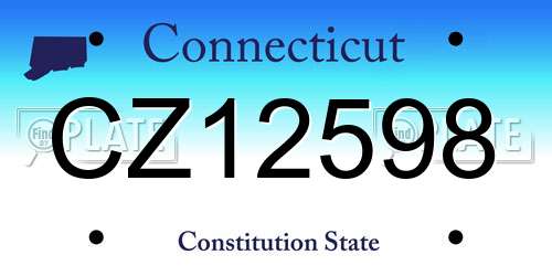CZ12598 Connecticut License Plate