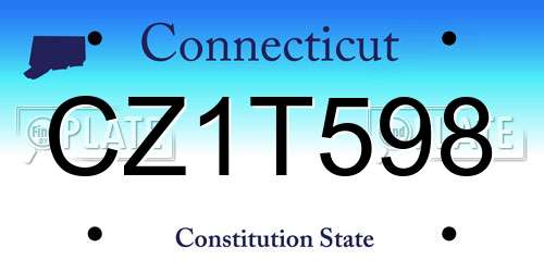 CZ1T598 Connecticut License Plate