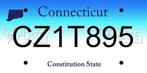 CZ1T895 Connecticut License Plate