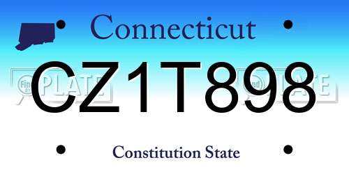 CZ1T898 Connecticut License Plate