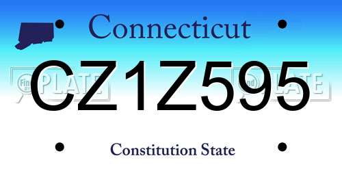 CZ1Z595 Connecticut License Plate