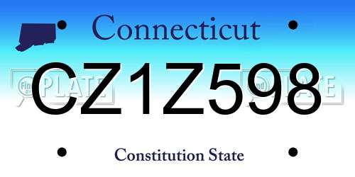 CZ1Z598 Connecticut License Plate