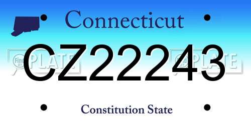 CZ22243 Connecticut License Plate