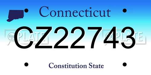 CZ22743 Connecticut License Plate
