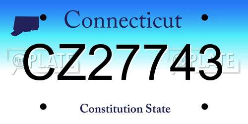 CZ27743 Connecticut License Plate