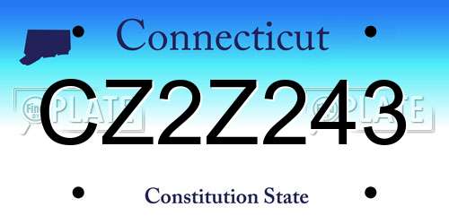 CZ2Z243 Connecticut License Plate