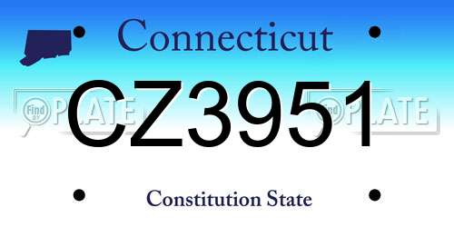 CZ3951 Connecticut License Plate