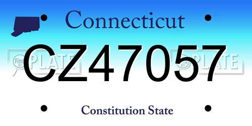 CZ47057 Connecticut License Plate