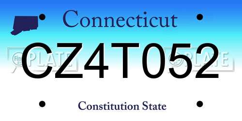 CZ4T052 Connecticut License Plate